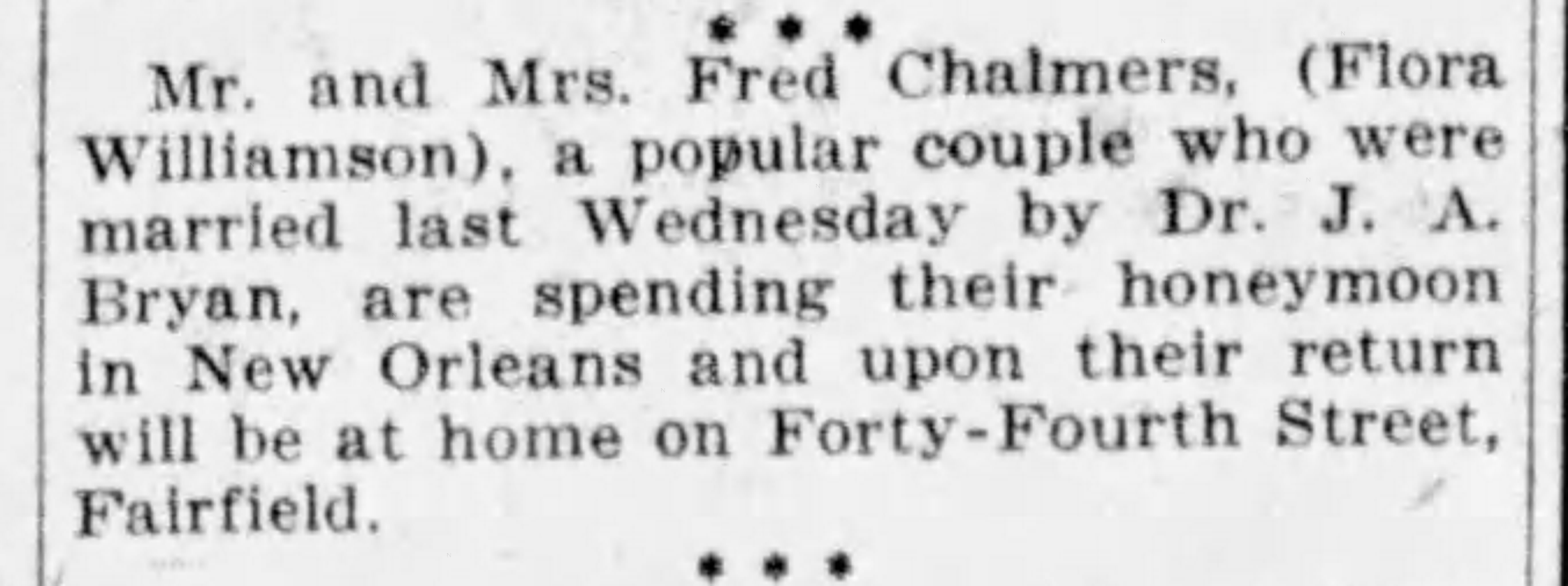 Flora Williamson-Fred Chalmers